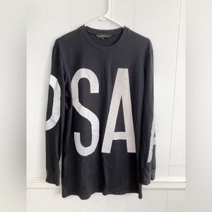 Man 100% cotton black long sleeve shirt with reflective words printed